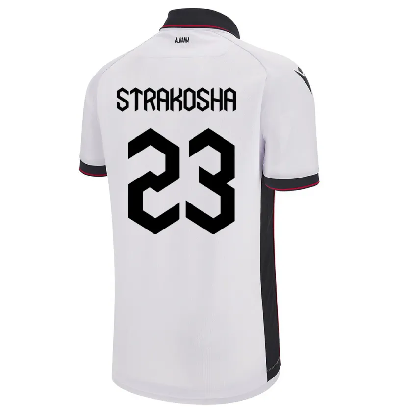 Danxen Heren Albanië Thomas Strakosha #23 Wit Uitshirt Uittenue 24-26 T-Shirt