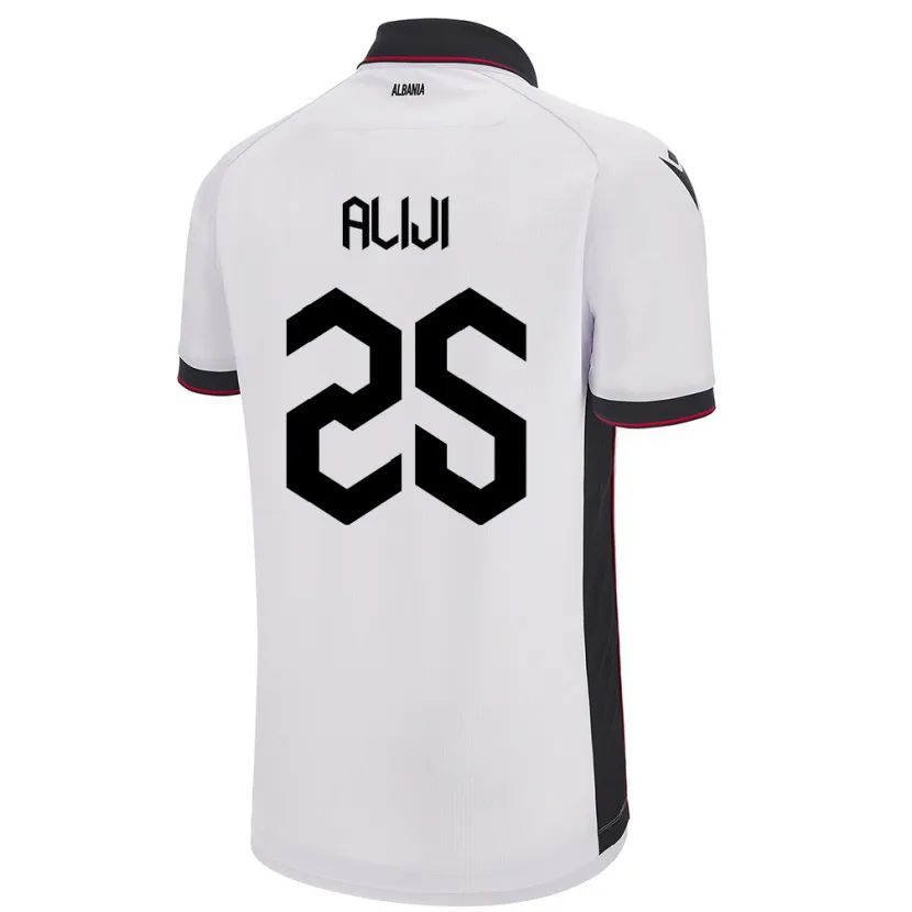Danxen Heren Albanië Naser Aliji #25 Wit Uitshirt Uittenue 24-26 T-Shirt