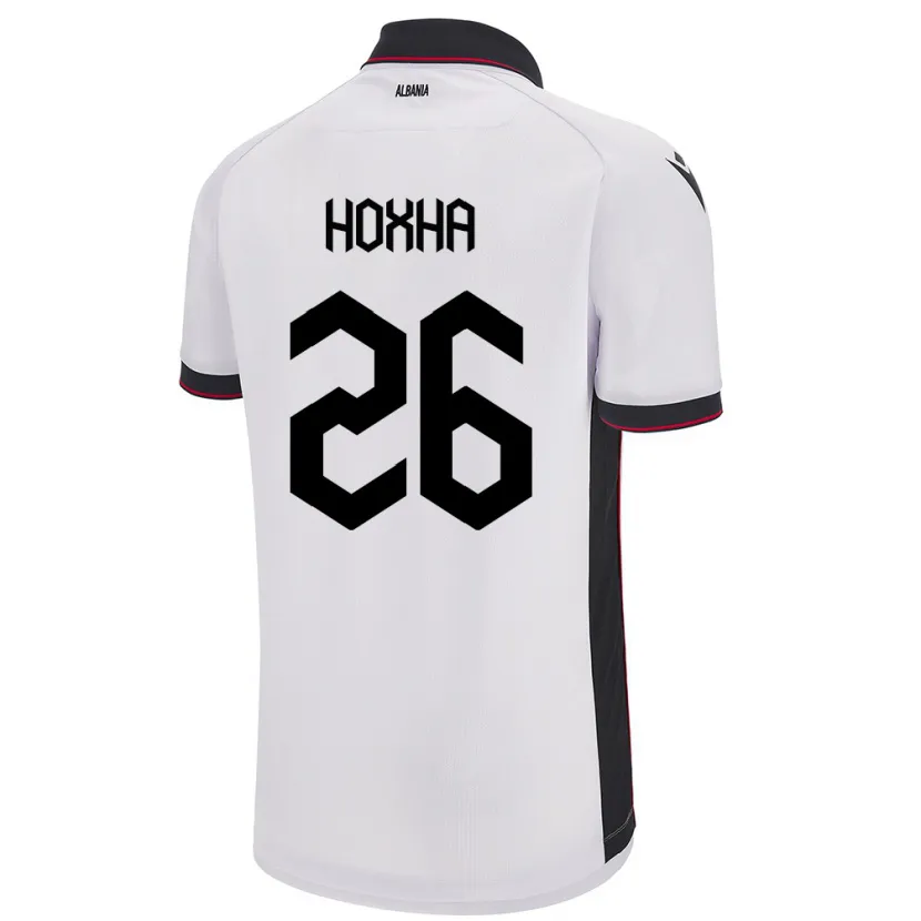 Danxen Heren Albanië Arbër Hoxha #26 Wit Uitshirt Uittenue 24-26 T-Shirt