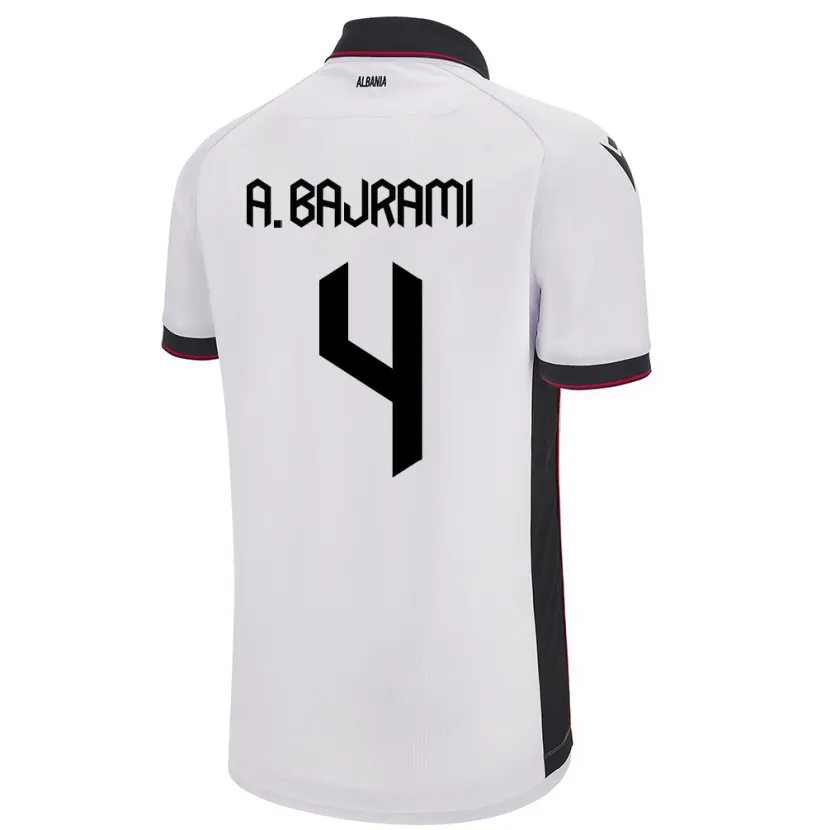 Danxen Heren Albanië Adrian Bajrami #4 Wit Uitshirt Uittenue 24-26 T-Shirt