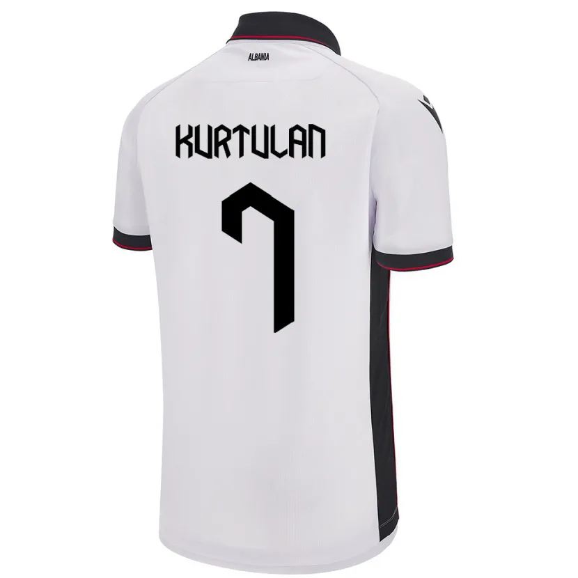 Danxen Heren Albanië Arda Kurtulan #7 Wit Uitshirt Uittenue 24-26 T-Shirt