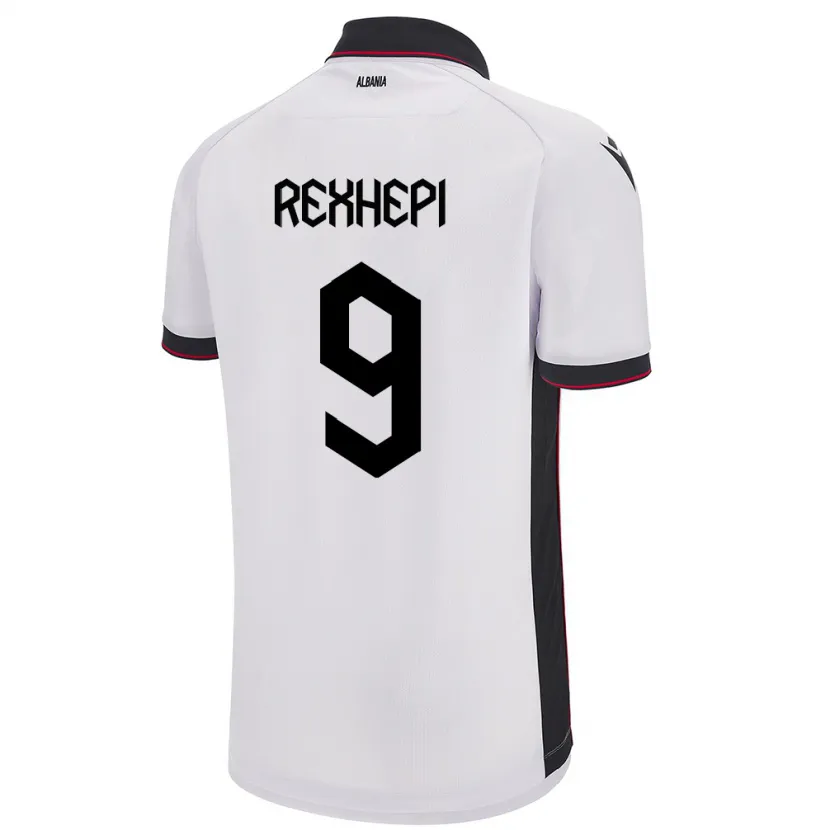 Danxen Heren Albanië Arlind Rexhepi #9 Wit Uitshirt Uittenue 24-26 T-Shirt