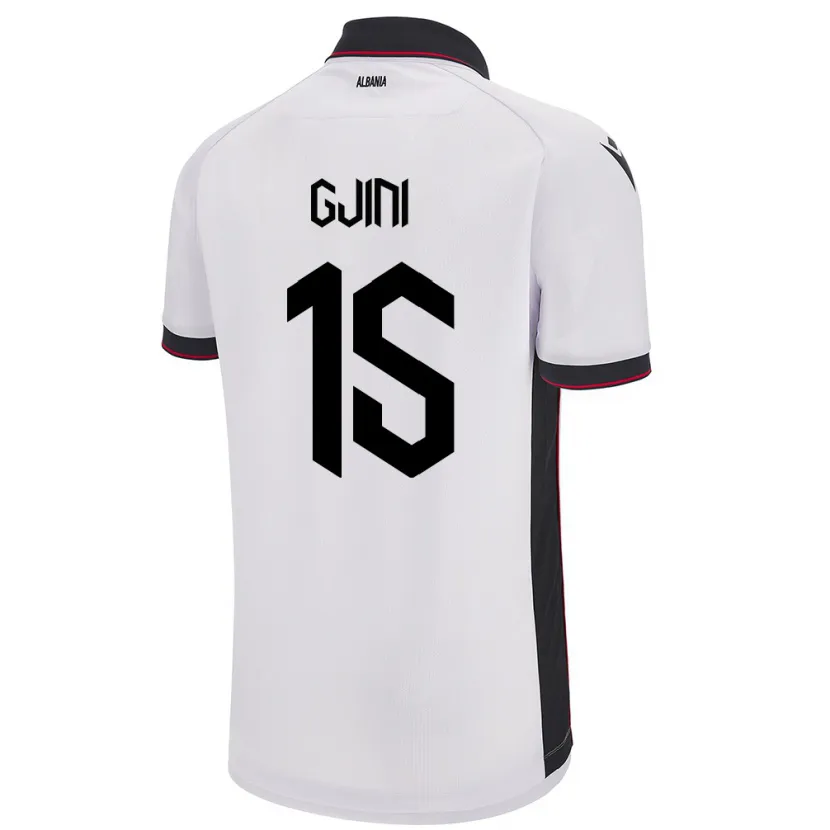 Danxen Heren Albanië Elmando Gjini #15 Wit Uitshirt Uittenue 24-26 T-Shirt