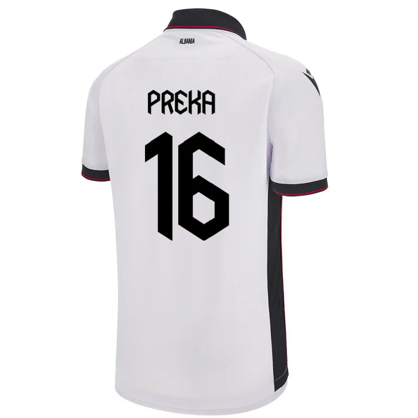 Danxen Heren Albanië Marcelino Preka #16 Wit Uitshirt Uittenue 24-26 T-Shirt