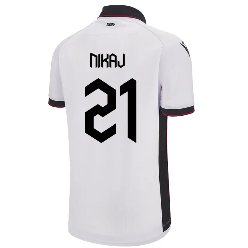 Danxen Heren Albanië Ardit Nikaj #21 Wit Uitshirt Uittenue 24-26 T-Shirt