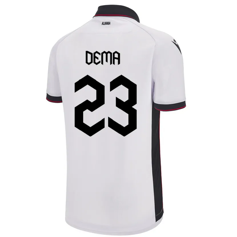 Danxen Heren Albanië Endri Dema #23 Wit Uitshirt Uittenue 24-26 T-Shirt