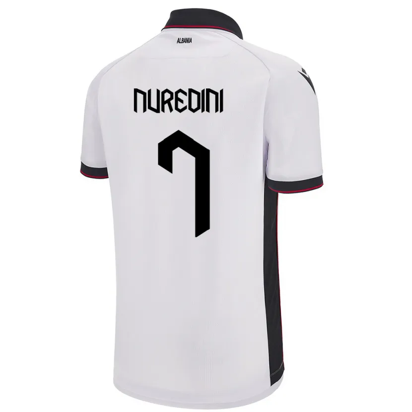 Danxen Heren Albanië Joi Nuredini #7 Wit Uitshirt Uittenue 24-26 T-Shirt