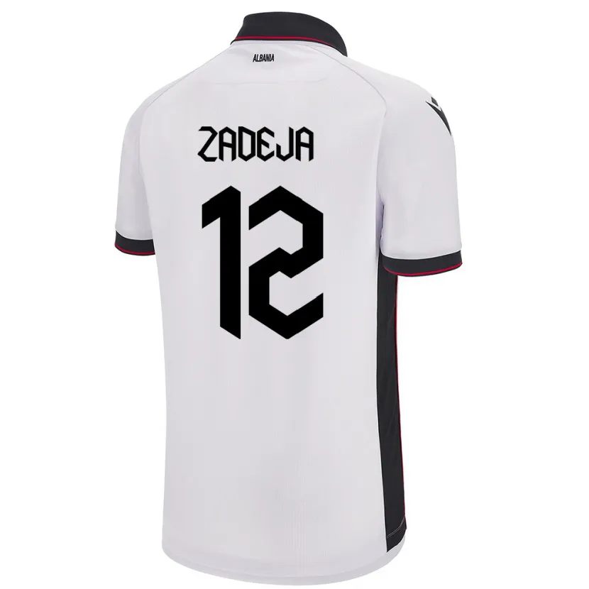 Danxen Heren Albanië Darius Zadeja #12 Wit Uitshirt Uittenue 24-26 T-Shirt