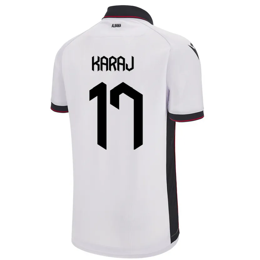 Danxen Heren Albanië Eraldo Karaj #17 Wit Uitshirt Uittenue 24-26 T-Shirt