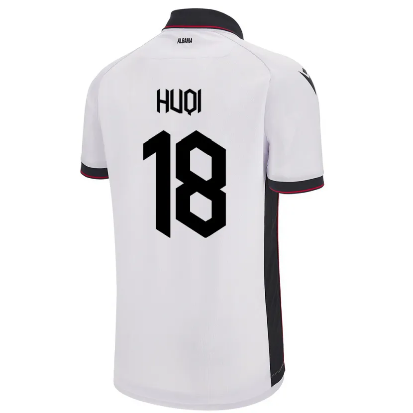 Danxen Heren Albanië Mattia Huqi #18 Wit Uitshirt Uittenue 24-26 T-Shirt