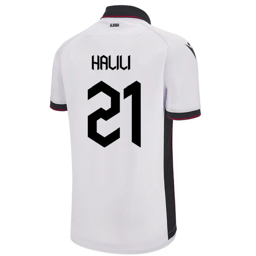 Danxen Heren Albanië Renato Halili #21 Wit Uitshirt Uittenue 24-26 T-Shirt