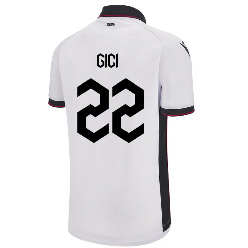 Danxen Heren Albanië Matias Gici #22 Wit Uitshirt Uittenue 24-26 T-Shirt