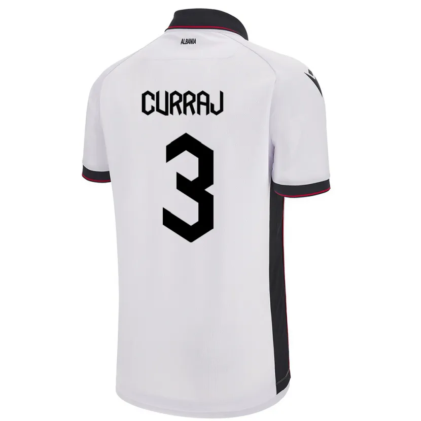 Danxen Heren Albanië Arbenita Curraj #3 Wit Uitshirt Uittenue 24-26 T-Shirt