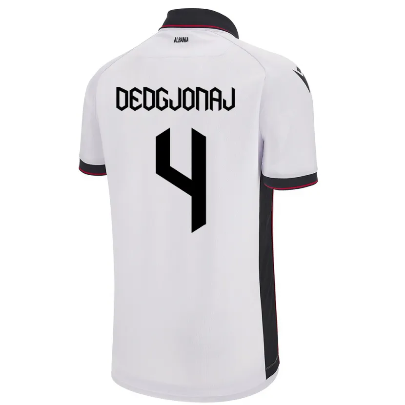 Danxen Heren Albanië Leonora Dedgjonaj #4 Wit Uitshirt Uittenue 24-26 T-Shirt