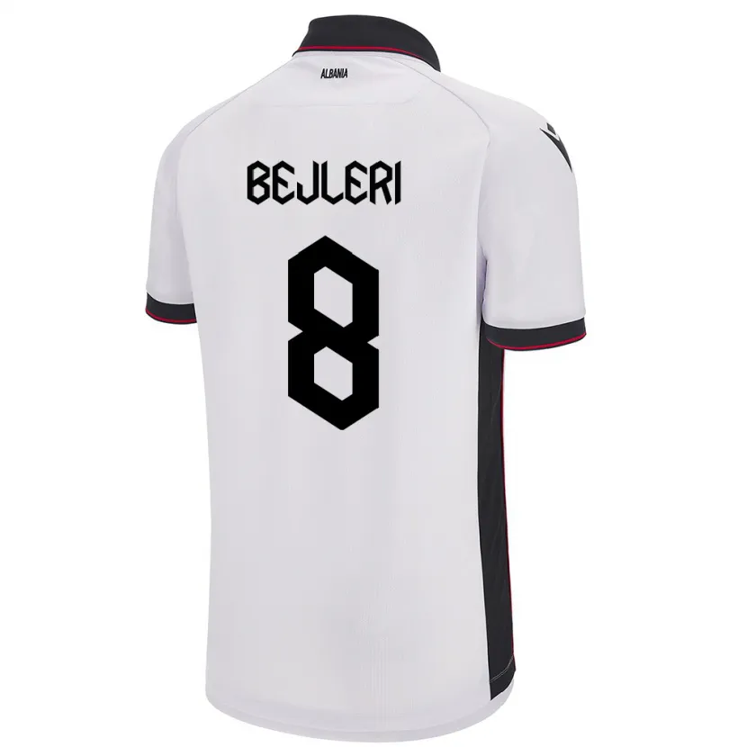Danxen Heren Albanië Markela Bejleri #8 Wit Uitshirt Uittenue 24-26 T-Shirt