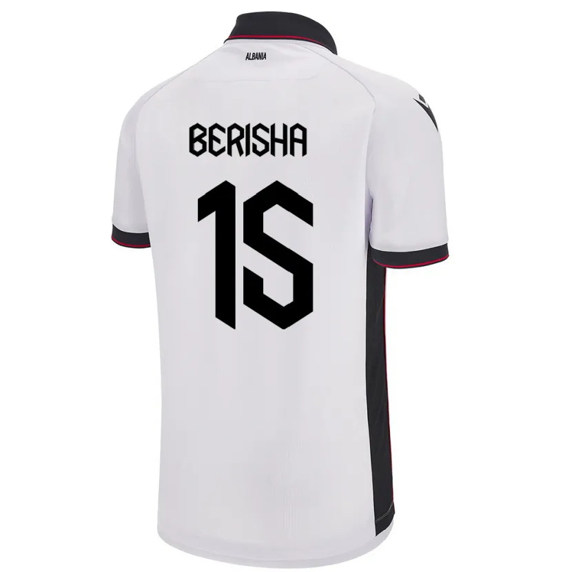 Danxen Heren Albanië Gresa Berisha #15 Wit Uitshirt Uittenue 24-26 T-Shirt