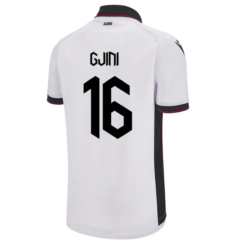 Danxen Heren Albanië Luçije Gjini #16 Wit Uitshirt Uittenue 24-26 T-Shirt