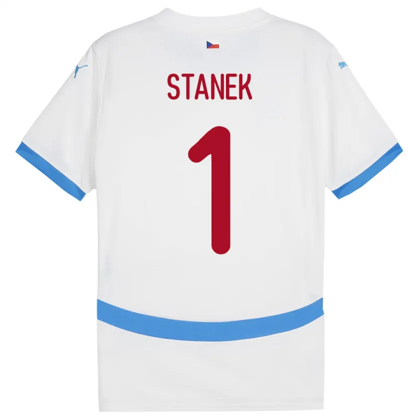 Danxen Heren Tsjechië Jindrich Stanek #1 Wit Uitshirt Uittenue 24-26 T-Shirt