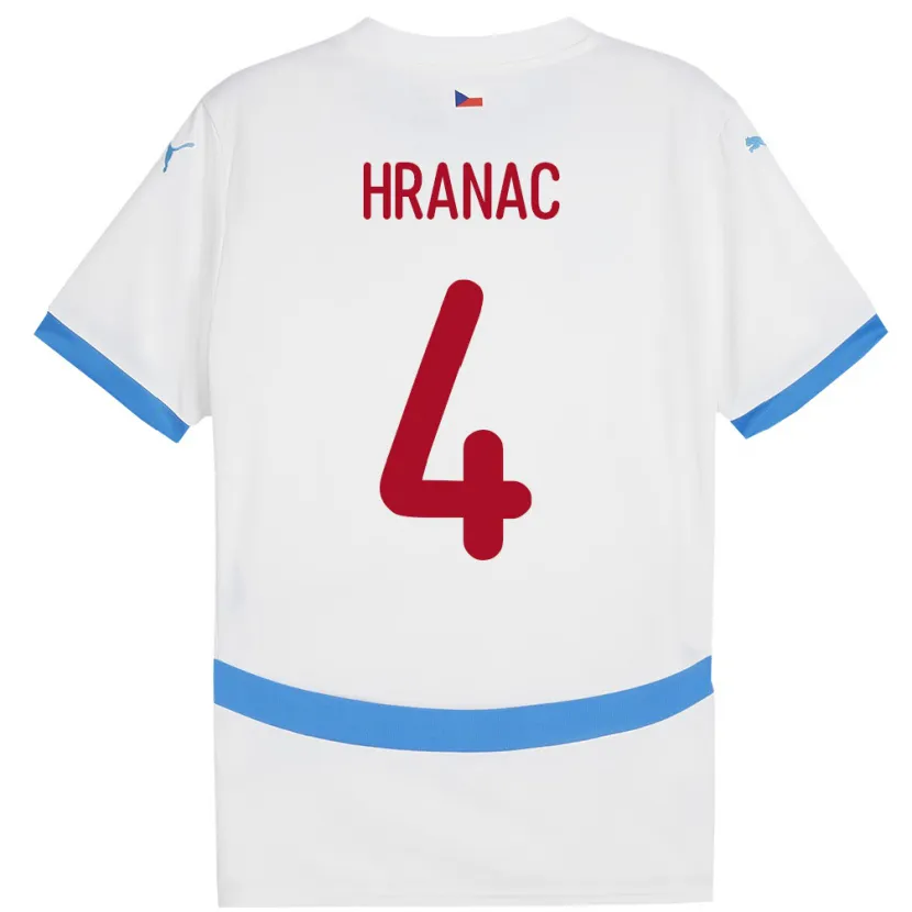 Danxen Heren Tsjechië Robin Hranac #4 Wit Uitshirt Uittenue 24-26 T-Shirt