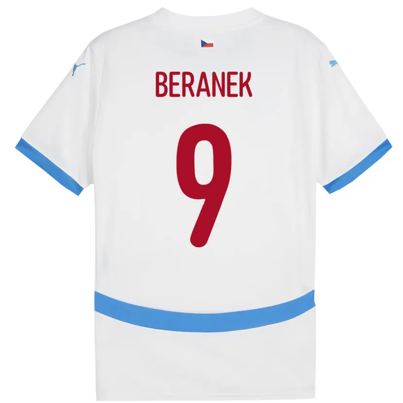Danxen Heren Tsjechië Marek Beranek #9 Wit Uitshirt Uittenue 24-26 T-Shirt