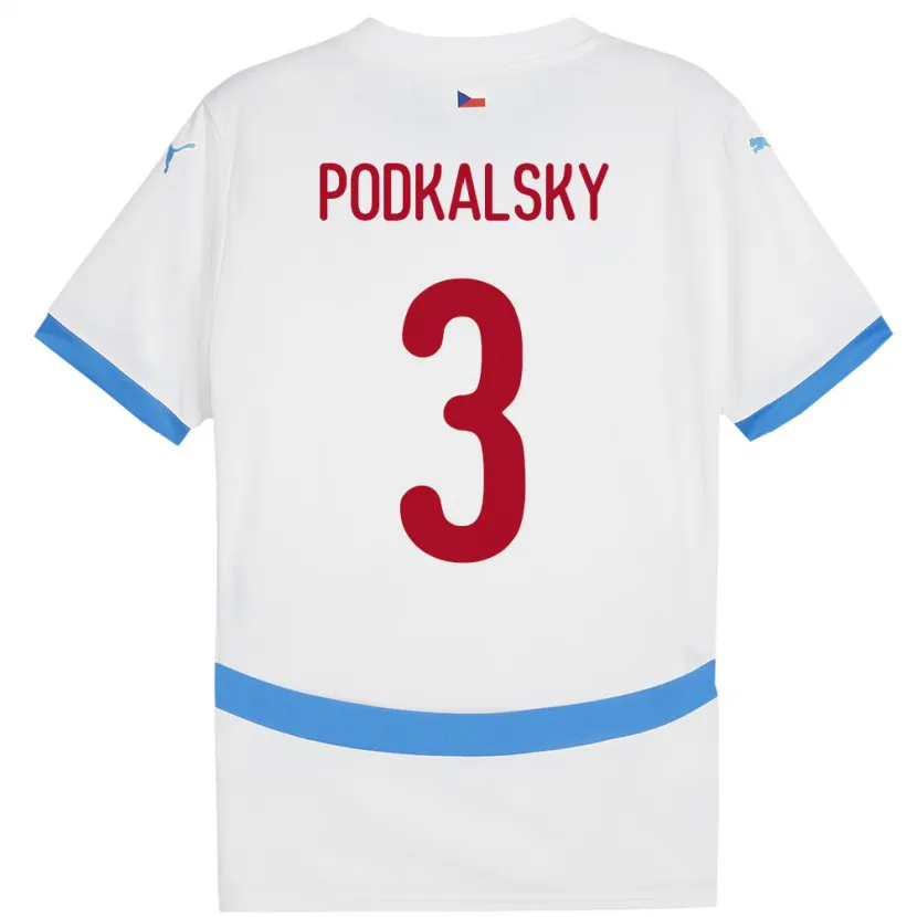 Danxen Heren Tsjechië Jakub Podkalsky #3 Wit Uitshirt Uittenue 24-26 T-Shirt