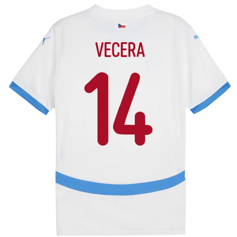 Danxen Heren Tsjechië Filip Vecera #14 Wit Uitshirt Uittenue 24-26 T-Shirt