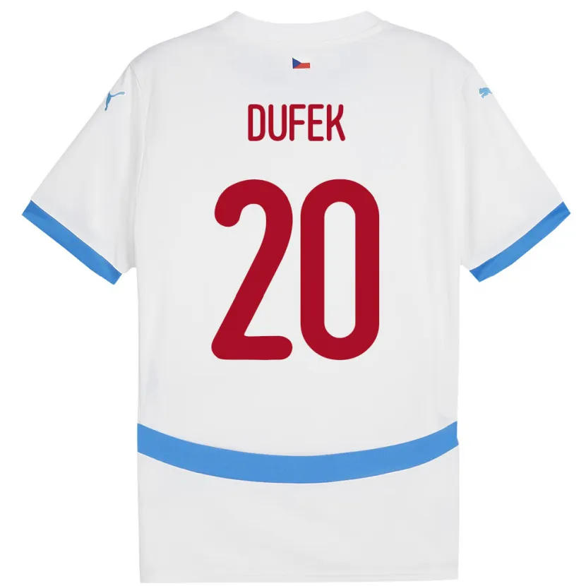 Danxen Heren Tsjechië Jakub Dufek #20 Wit Uitshirt Uittenue 24-26 T-Shirt