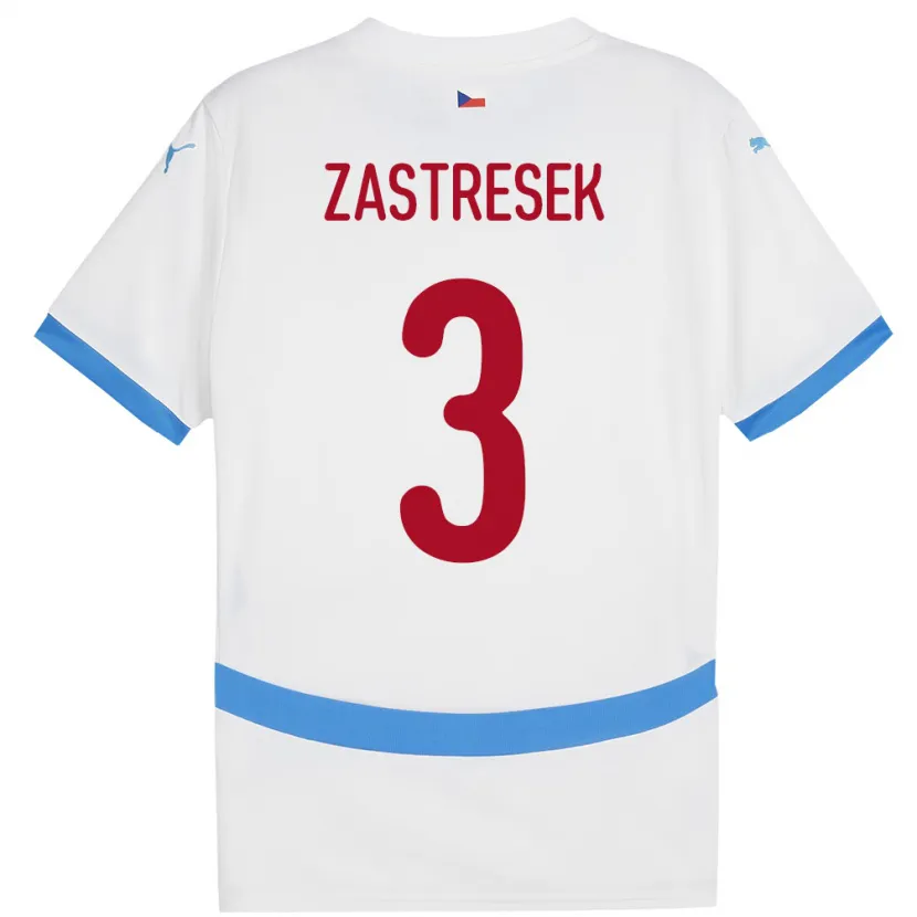 Danxen Heren Tsjechië Matous Zastresek #3 Wit Uitshirt Uittenue 24-26 T-Shirt