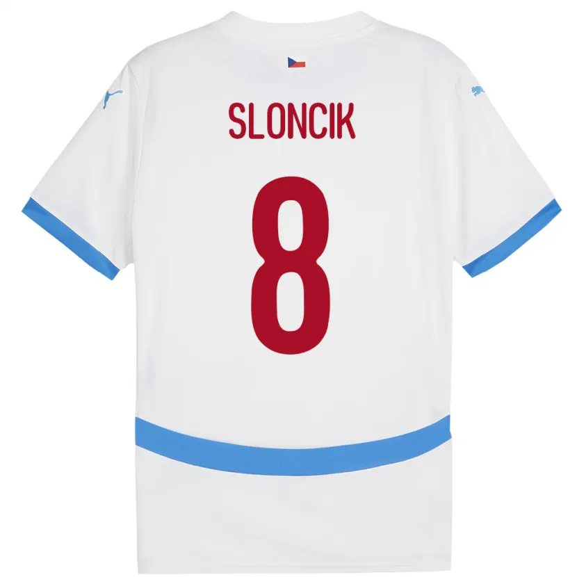 Danxen Heren Tsjechië Simon Sloncik #8 Wit Uitshirt Uittenue 24-26 T-Shirt
