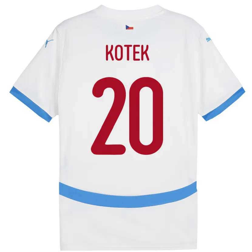 Danxen Heren Tsjechië Tomas Kotek #20 Wit Uitshirt Uittenue 24-26 T-Shirt