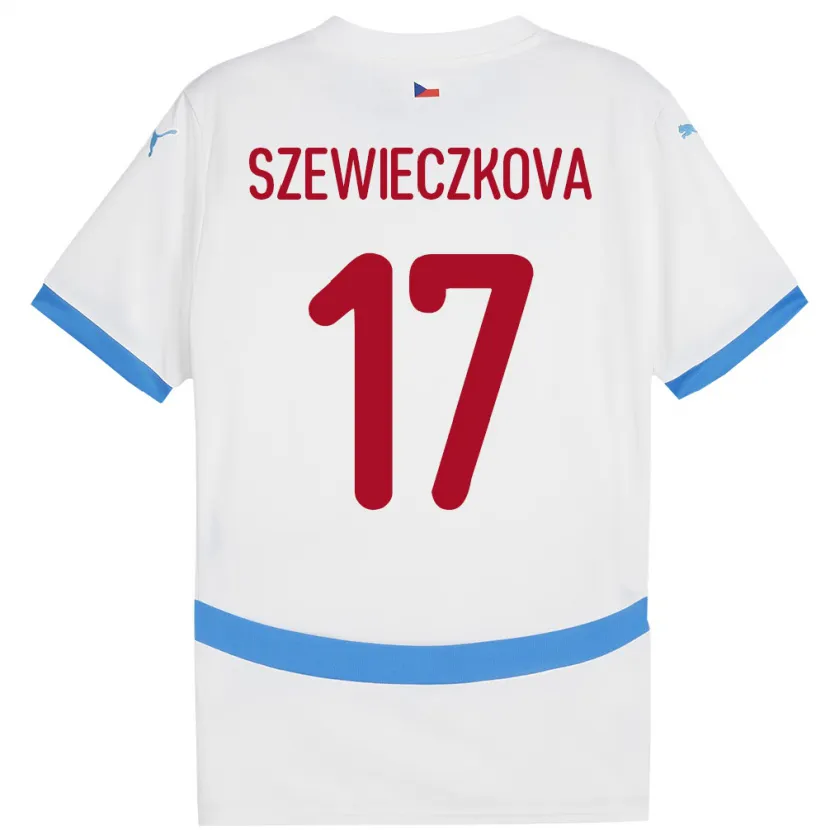 Danxen Heren Tsjechië Tereza Szewieczková #17 Wit Uitshirt Uittenue 24-26 T-Shirt