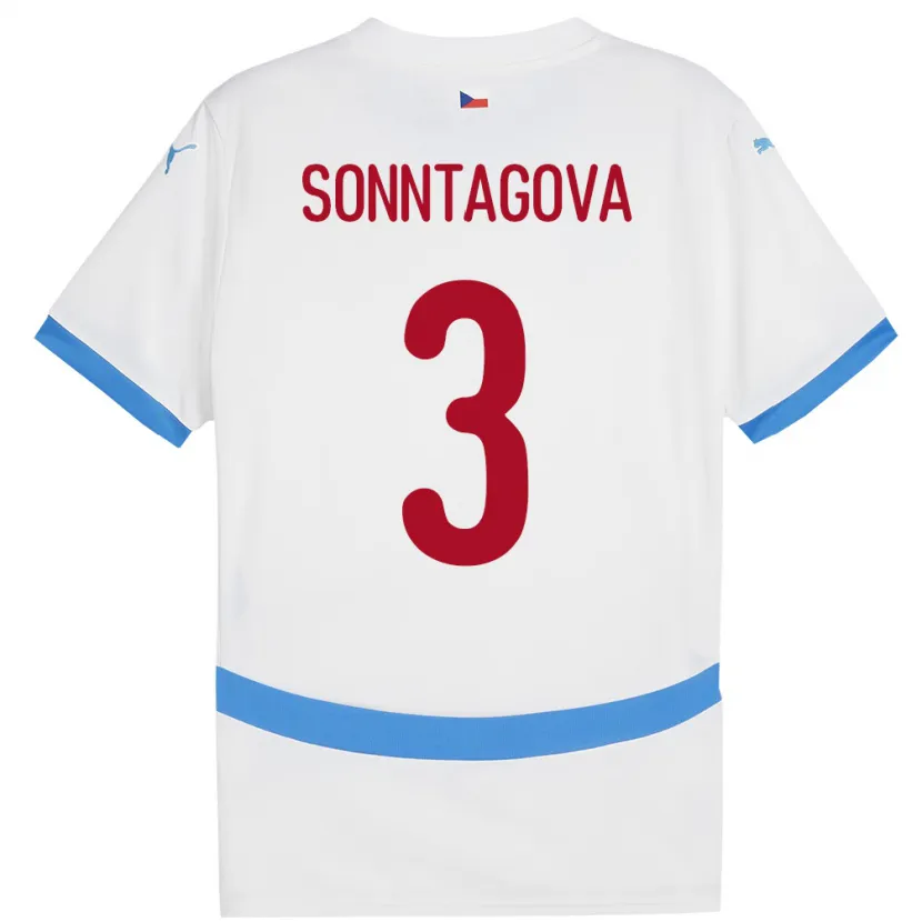 Danxen Heren Tsjechië Eliška Sonntagová #3 Wit Uitshirt Uittenue 24-26 T-Shirt