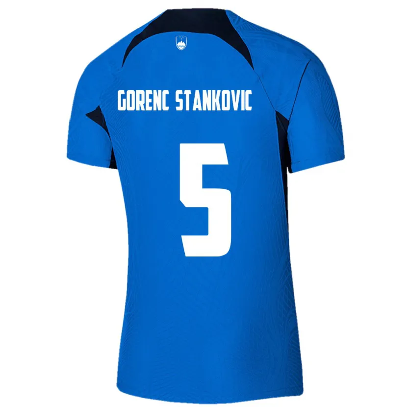Danxen Heren Slovenië Jon Gorenc Stankovic #5 Blauw Uitshirt Uittenue 24-26 T-Shirt