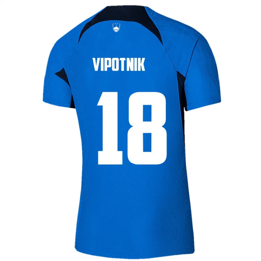 Danxen Heren Slovenië Zan Vipotnik #18 Blauw Uitshirt Uittenue 24-26 T-Shirt