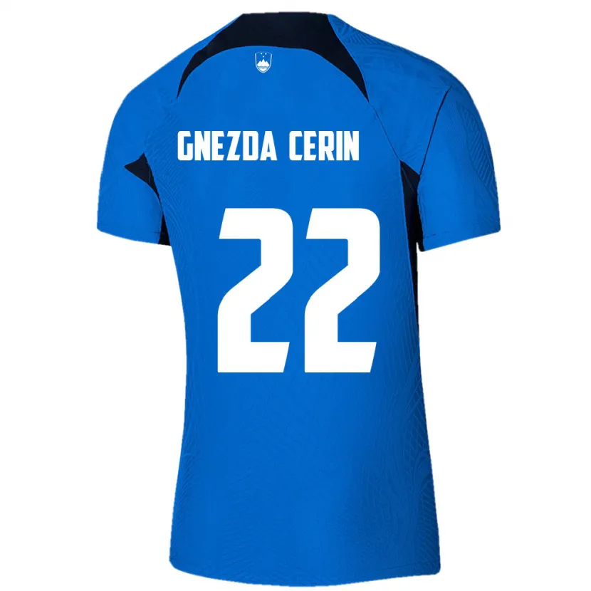 Danxen Heren Slovenië Adam Gnezda Cerin #22 Blauw Uitshirt Uittenue 24-26 T-Shirt