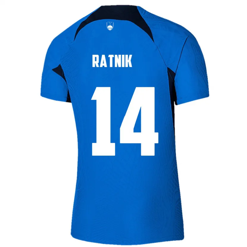 Danxen Heren Slovenië Marcel Ratnik #14 Blauw Uitshirt Uittenue 24-26 T-Shirt