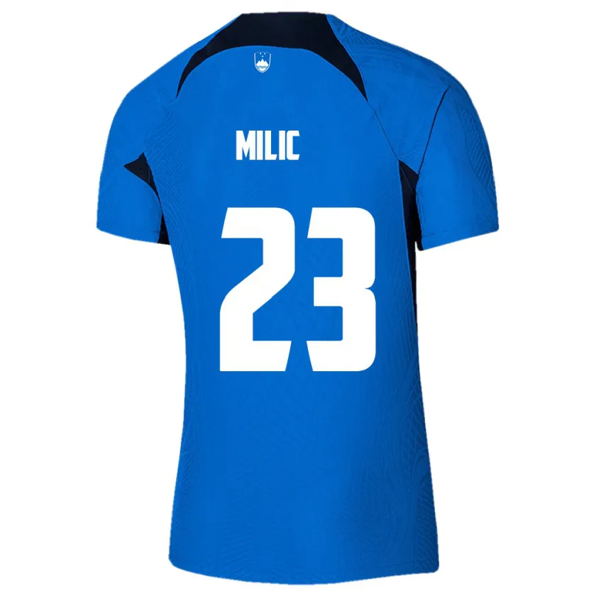 Danxen Heren Slovenië Nino Milic #23 Blauw Uitshirt Uittenue 24-26 T-Shirt