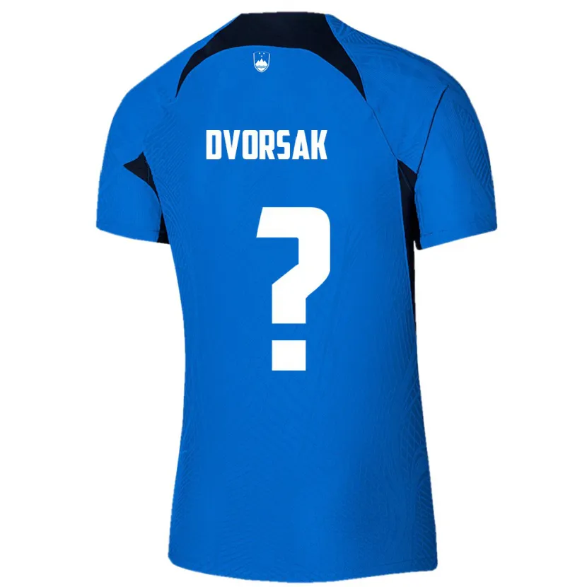 Danxen Heren Slovenië Matej Dvorsak #0 Blauw Uitshirt Uittenue 24-26 T-Shirt
