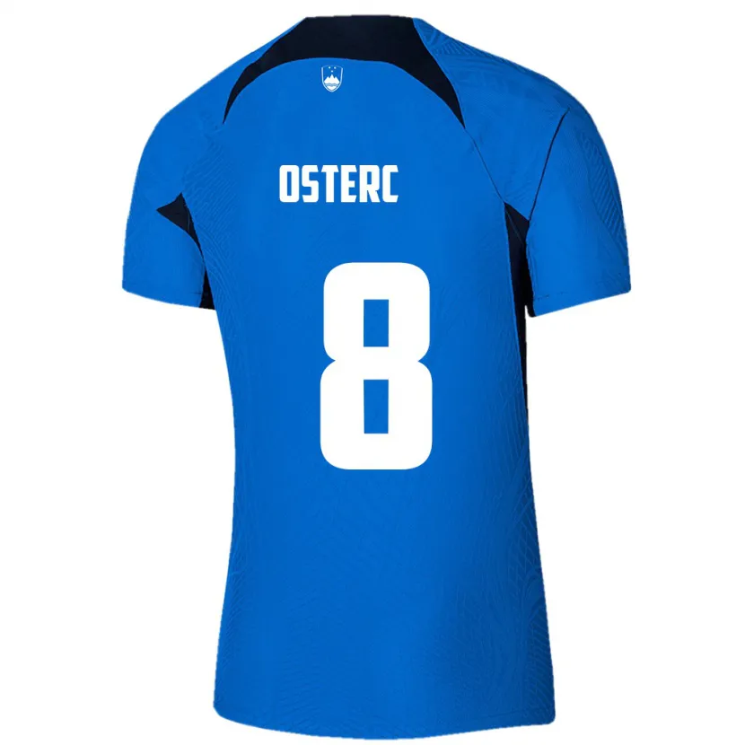 Danxen Heren Slovenië Niko Osterc #8 Blauw Uitshirt Uittenue 24-26 T-Shirt