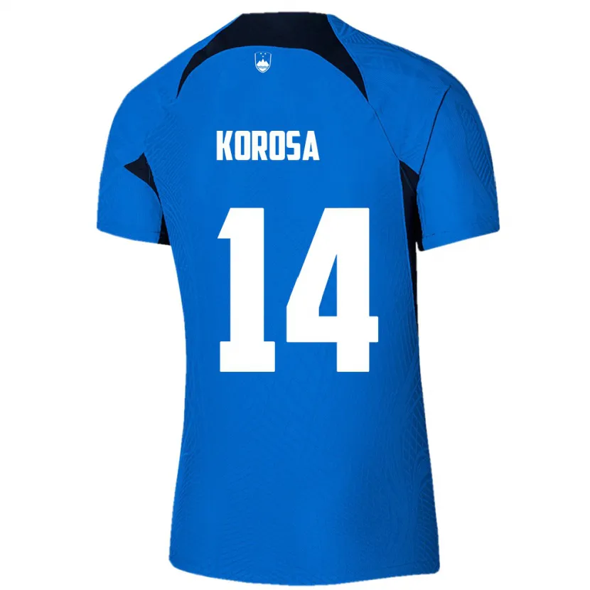 Danxen Heren Slovenië Anej Koroša #14 Blauw Uitshirt Uittenue 24-26 T-Shirt