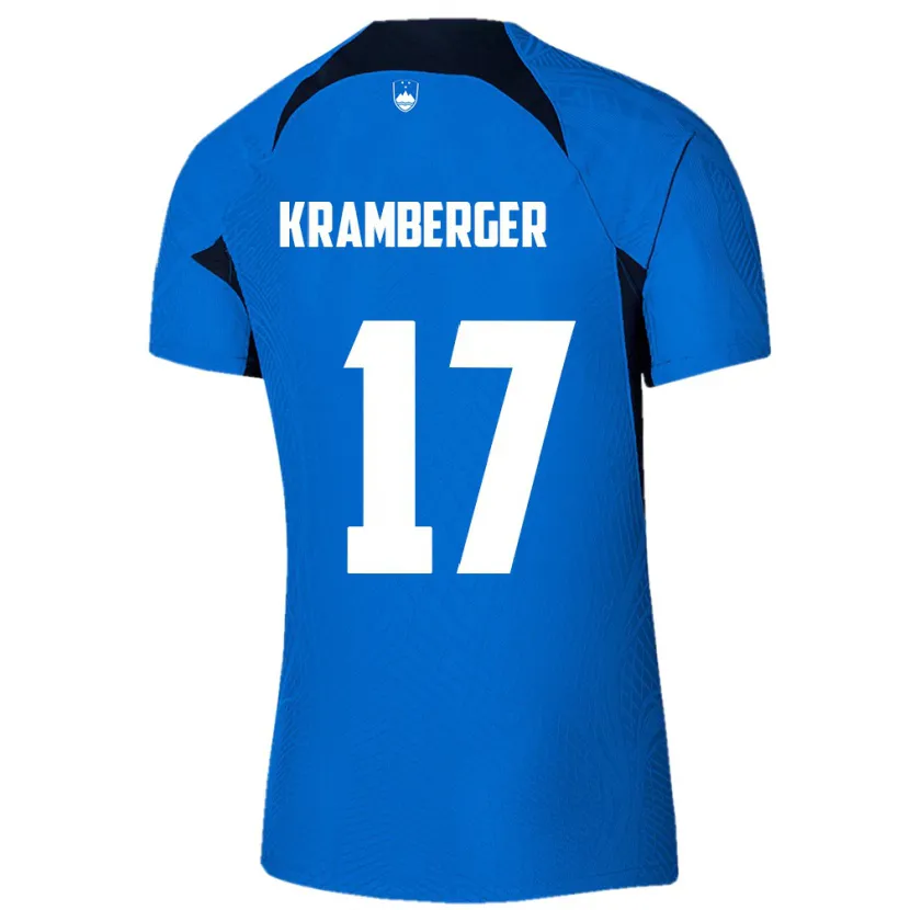 Danxen Heren Slovenië Enej Kramberger #17 Blauw Uitshirt Uittenue 24-26 T-Shirt