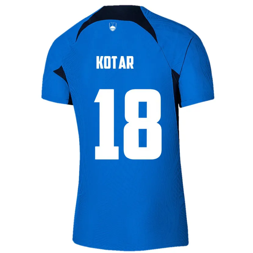 Danxen Heren Slovenië Tristan Kotar #18 Blauw Uitshirt Uittenue 24-26 T-Shirt