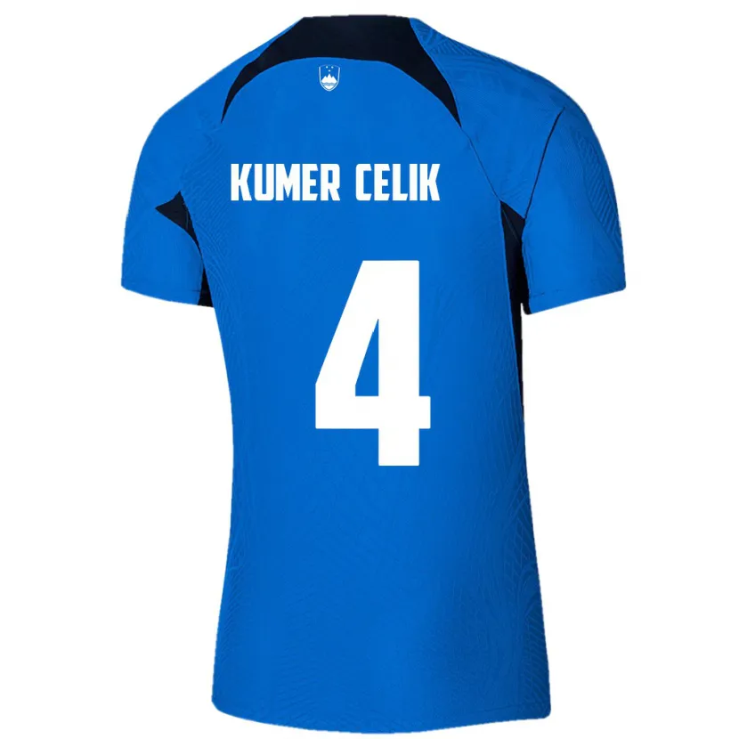 Danxen Heren Slovenië An Kumer Celik #4 Blauw Uitshirt Uittenue 24-26 T-Shirt