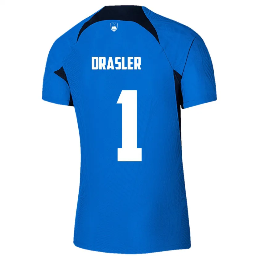 Danxen Heren Slovenië Iztok Drasler #1 Blauw Uitshirt Uittenue 24-26 T-Shirt