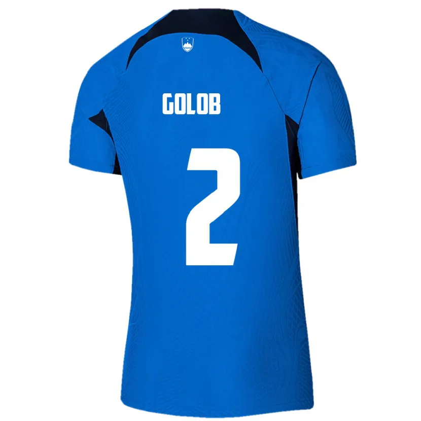 Danxen Heren Slovenië Lana Golob #2 Blauw Uitshirt Uittenue 24-26 T-Shirt
