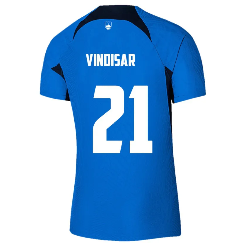 Danxen Heren Slovenië Zala Vindišar #21 Blauw Uitshirt Uittenue 24-26 T-Shirt
