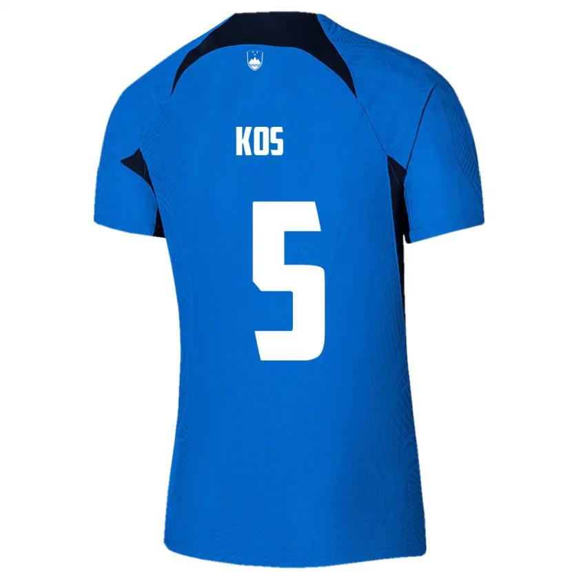 Danxen Heren Slovenië Evelina Kos #5 Blauw Uitshirt Uittenue 24-26 T-Shirt