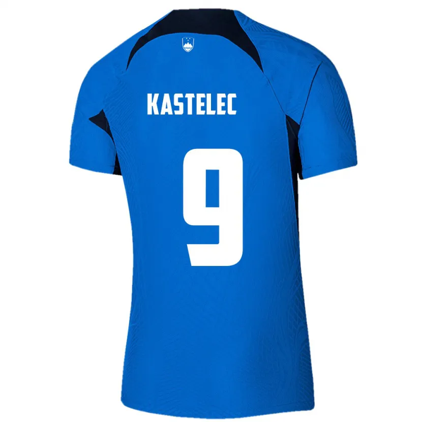 Danxen Heren Slovenië Mirjam Kastelec #9 Blauw Uitshirt Uittenue 24-26 T-Shirt