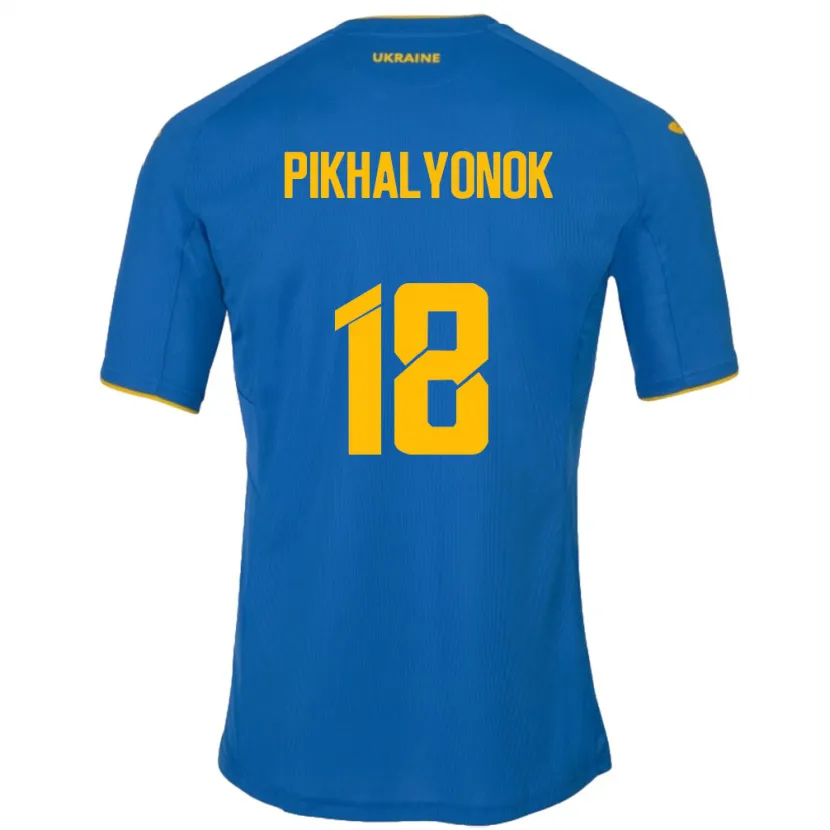Danxen Heren Oekraïne Oleksandr Pikhalyonok #18 Blauw Uitshirt Uittenue 24-26 T-Shirt
