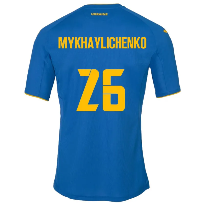 Danxen Heren Oekraïne Bogdan Mykhaylichenko #26 Blauw Uitshirt Uittenue 24-26 T-Shirt